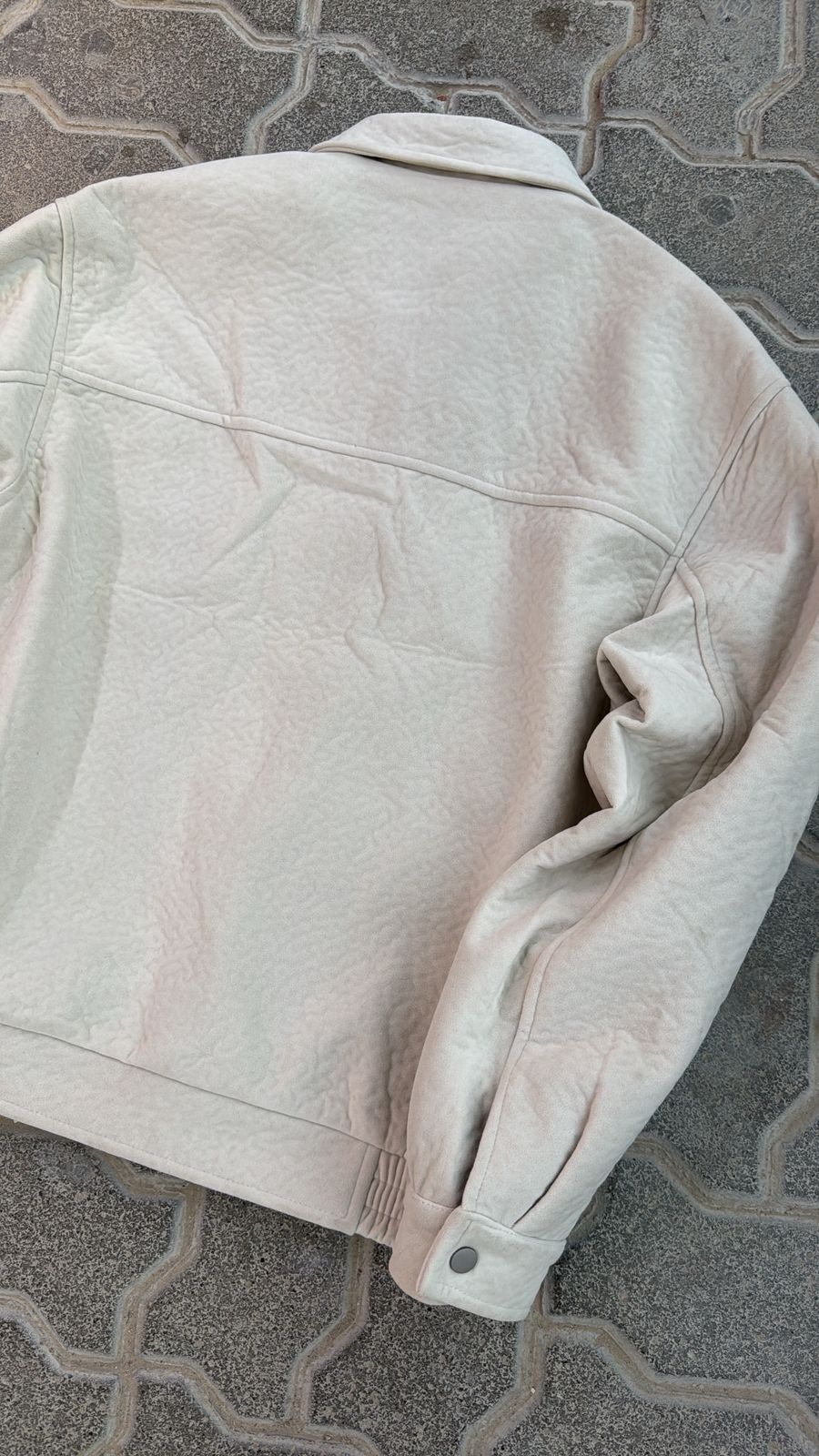Off-White Textured Faux Leather Blouson Jacket