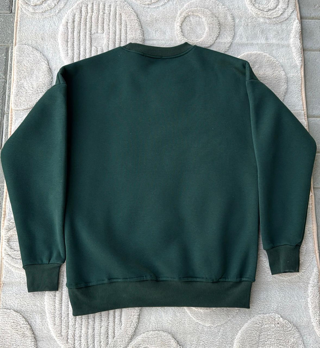 LAST PICK Forest Green Oversized Crewneck Sweatshirt | Deep Emerald Basic