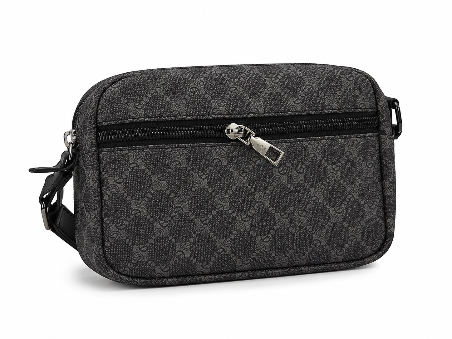 Monogram Crossbody Utility Bag – Charcoal Black
