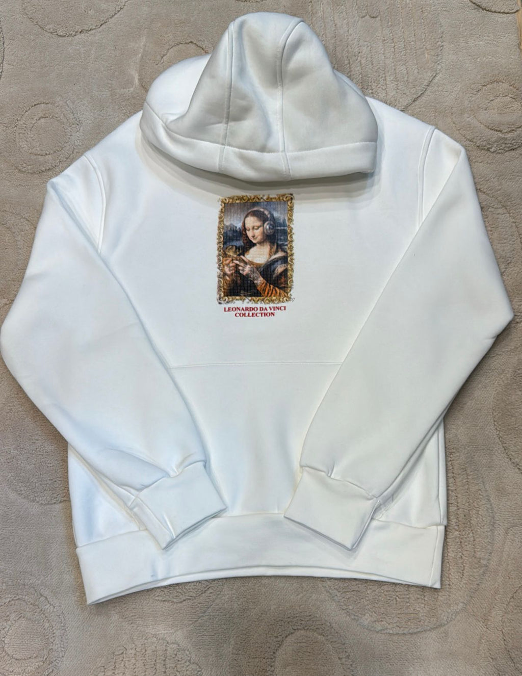 Mona Lisa "Headphone Edition" White Hoodie – Leonardo Da Vinci Collection