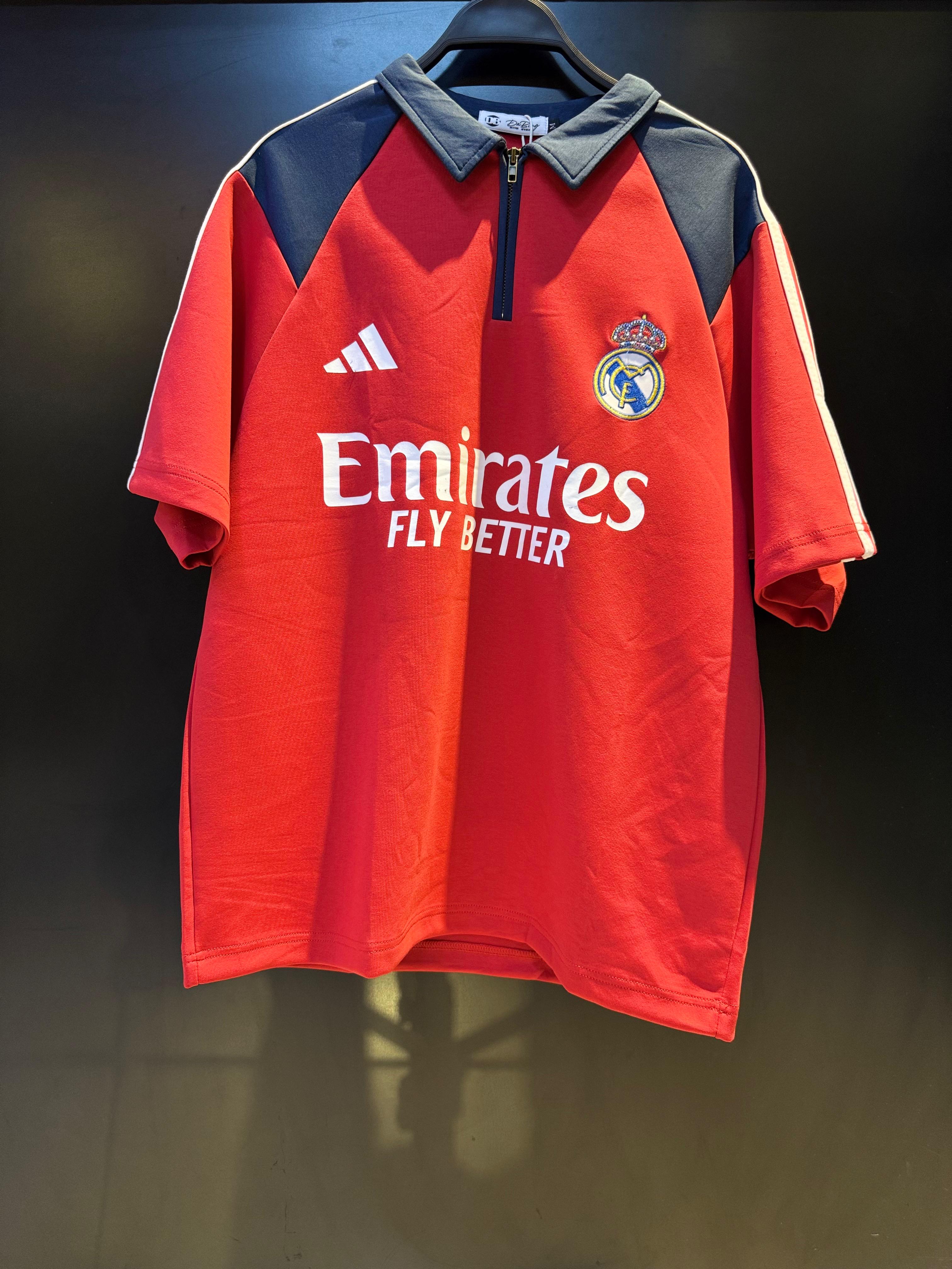 Red & Navy Real Madrid Quarter-Zip Polo Shirt