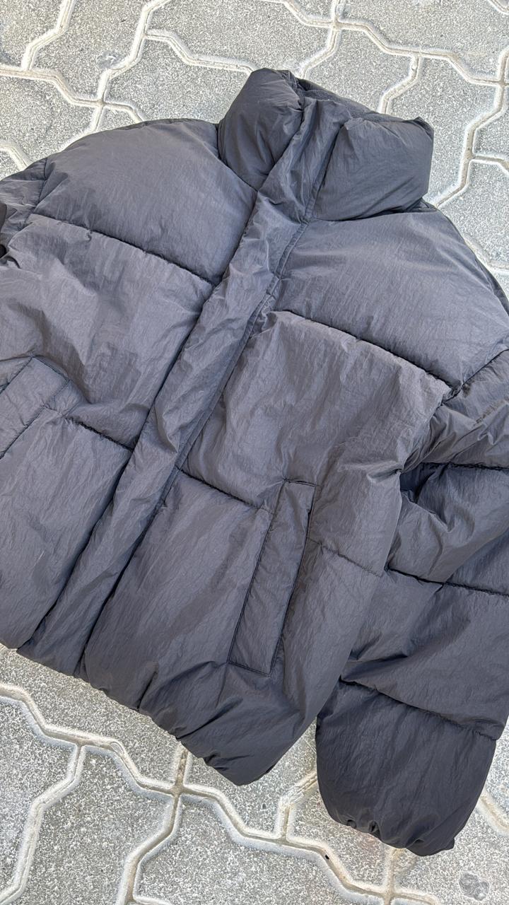 Classic Black Puffer Jacket | High Neck Insulated Puffy Coat | Cropped Streetwear Bubble Coat