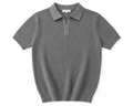 Elite Heather Grey Ribbed Knit Polo Shirt – Premium Smart Casual Short Sleeve Polo