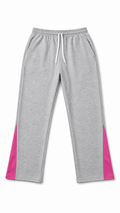 Flared Grey Track Pants with Pink Side Panels