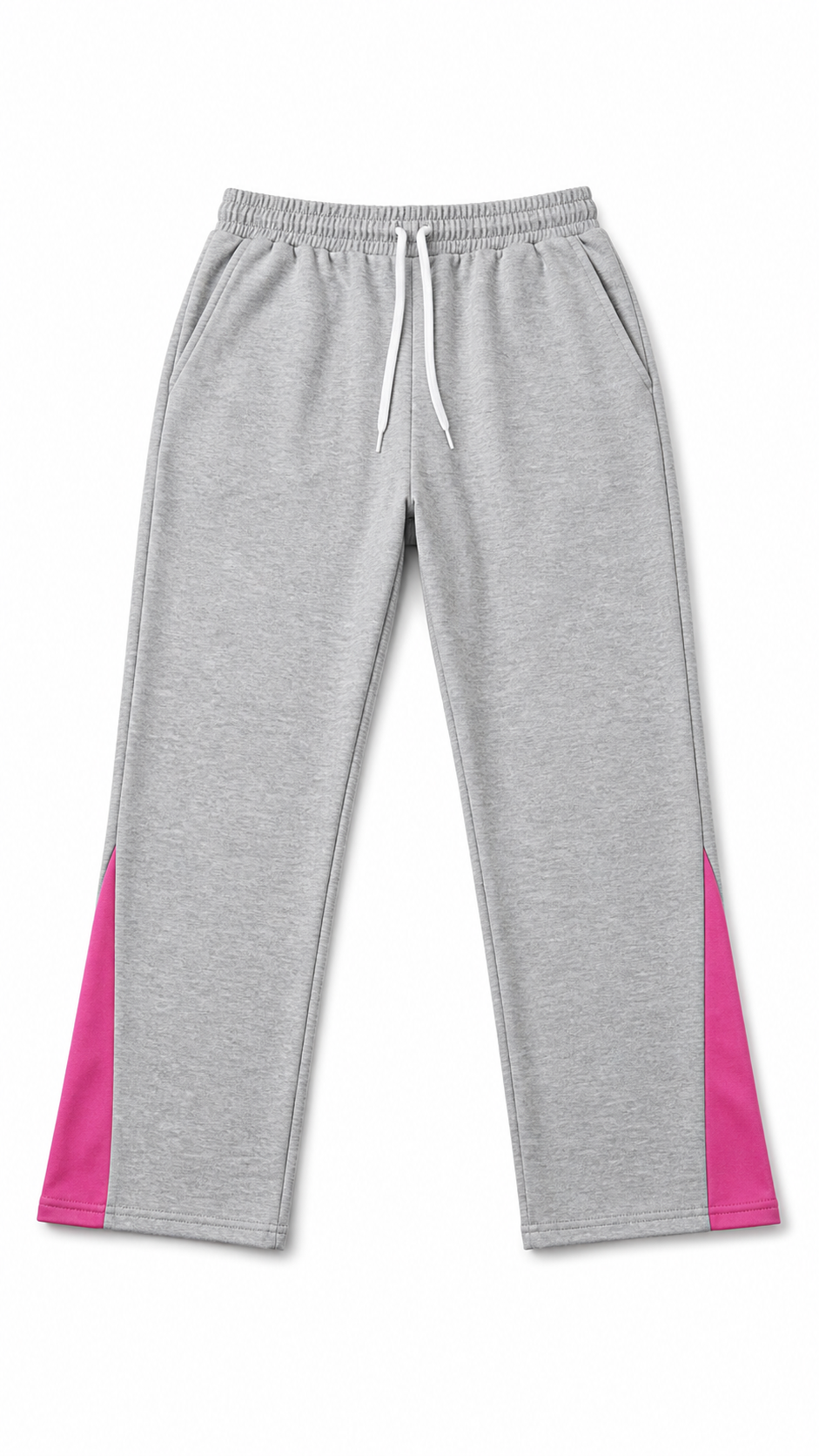 Flared Grey Track Pants with Pink Side Panels