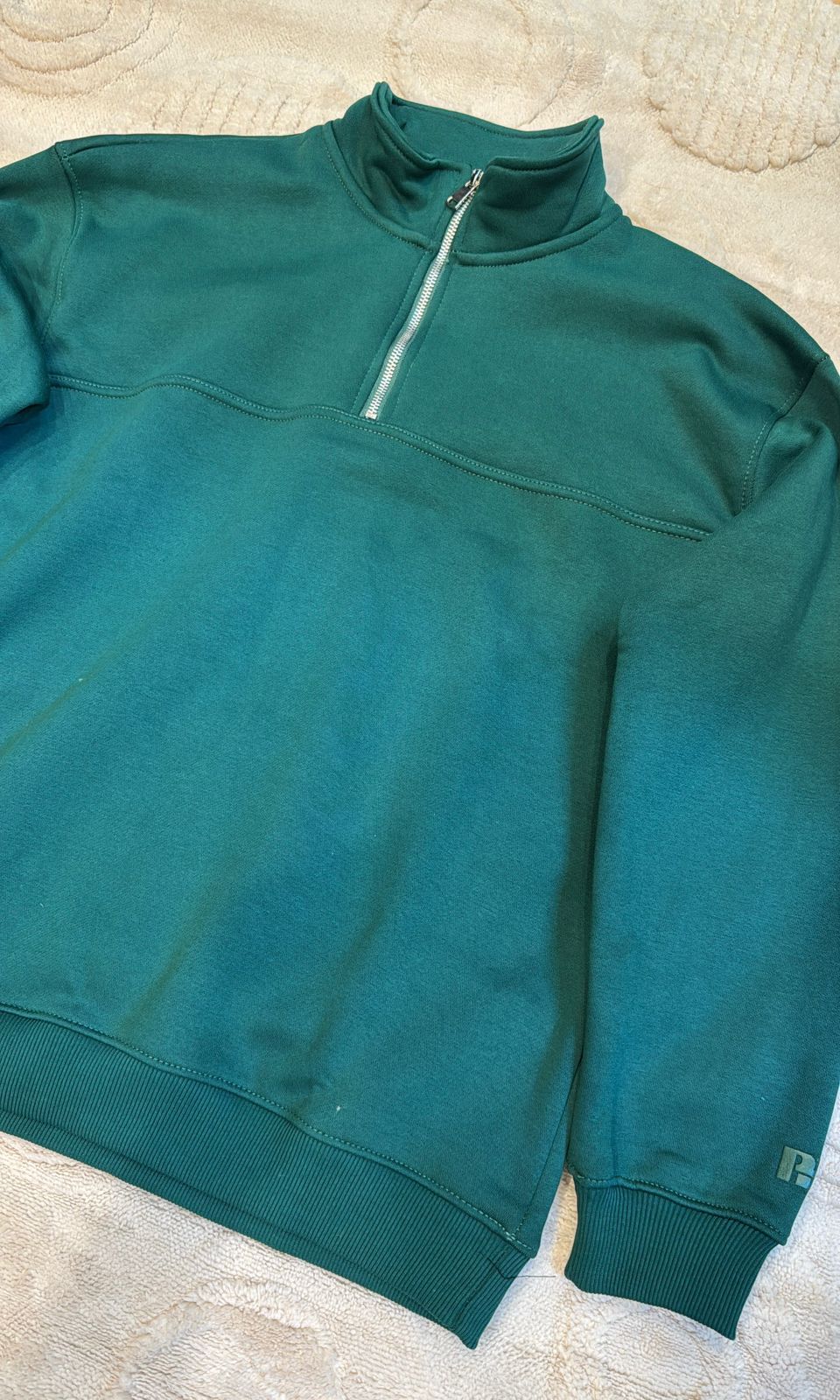Russell Forest Green Quarter-Zip Pullover Sweatshirt