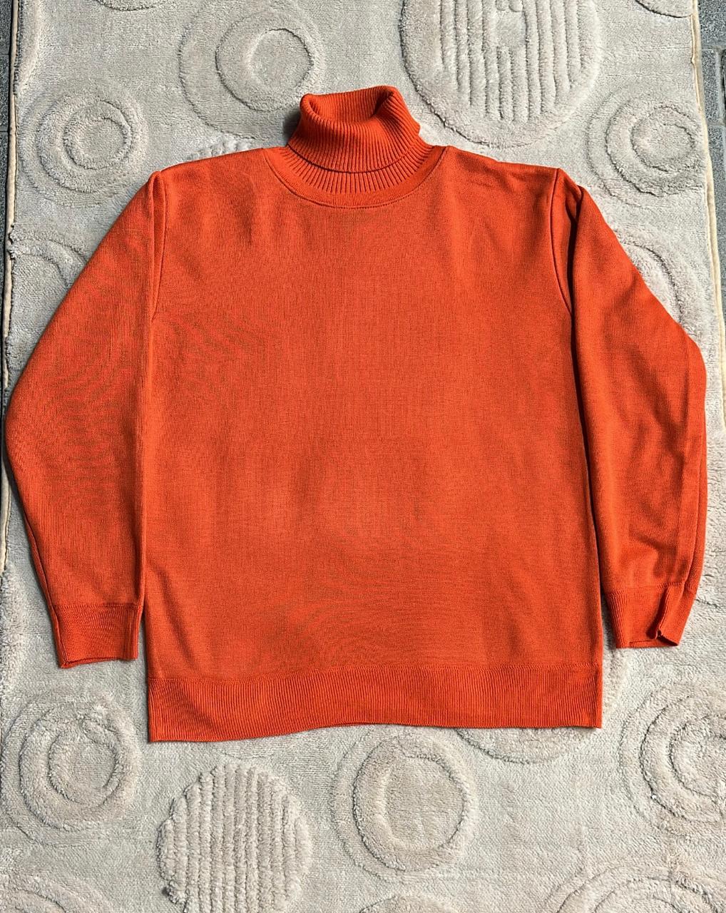 Vibrant Orange Knit Turtleneck Sweater | Bold Roll Neck Jumper