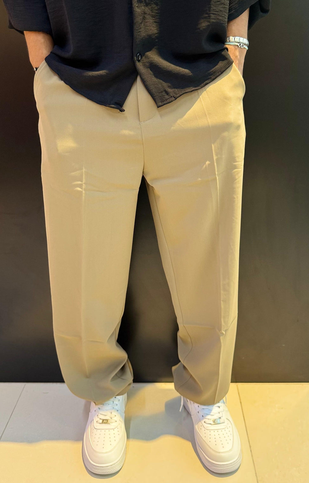 Light Brown Wide-Leg Trousers