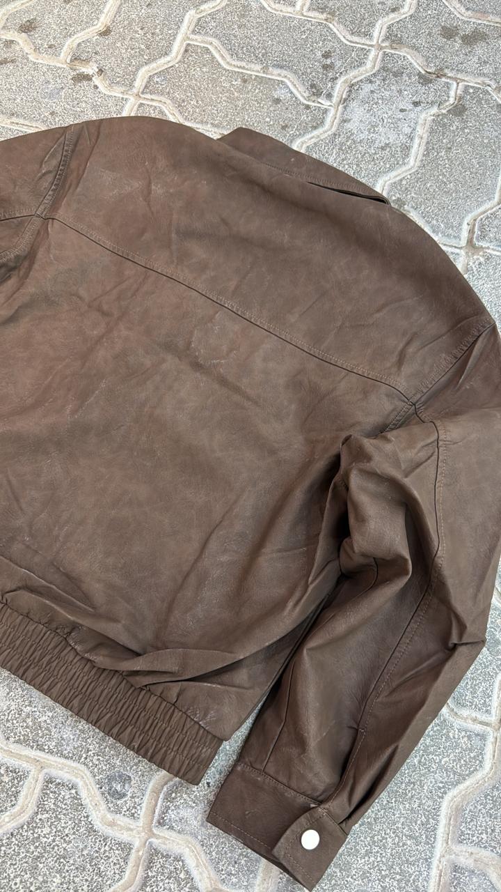 Rich Brown Faux Suede Bomber Jacket | "PRIVACY" Embroidery