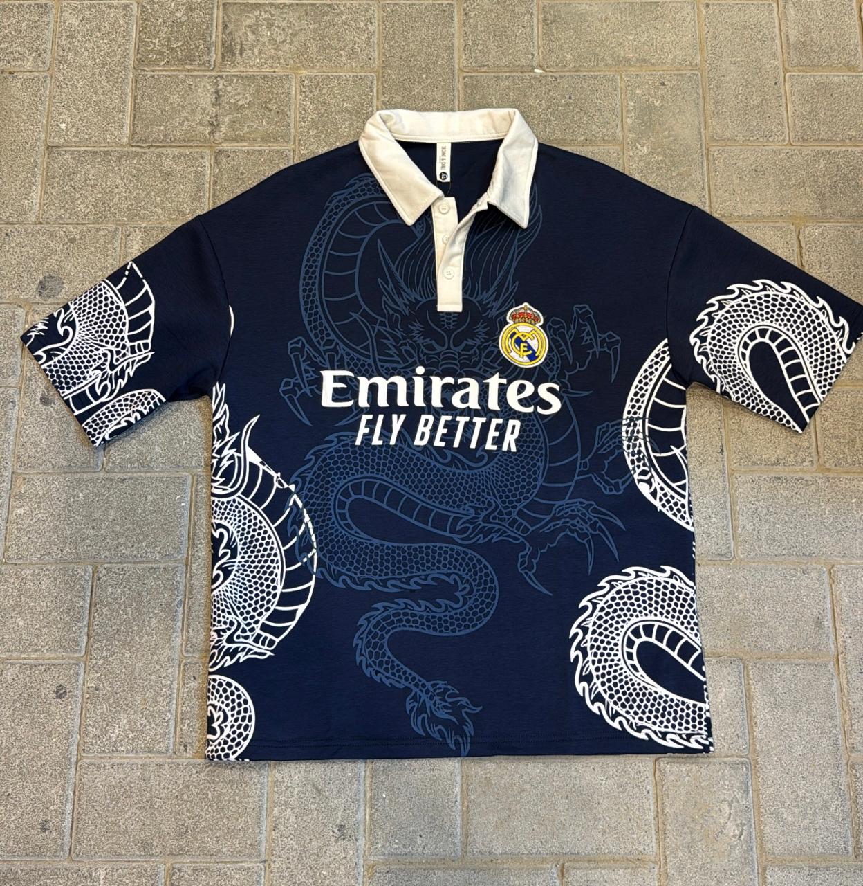 Real Madrid Dragon Special Edition Polo Shirt - Navy Blue Oversized Fit