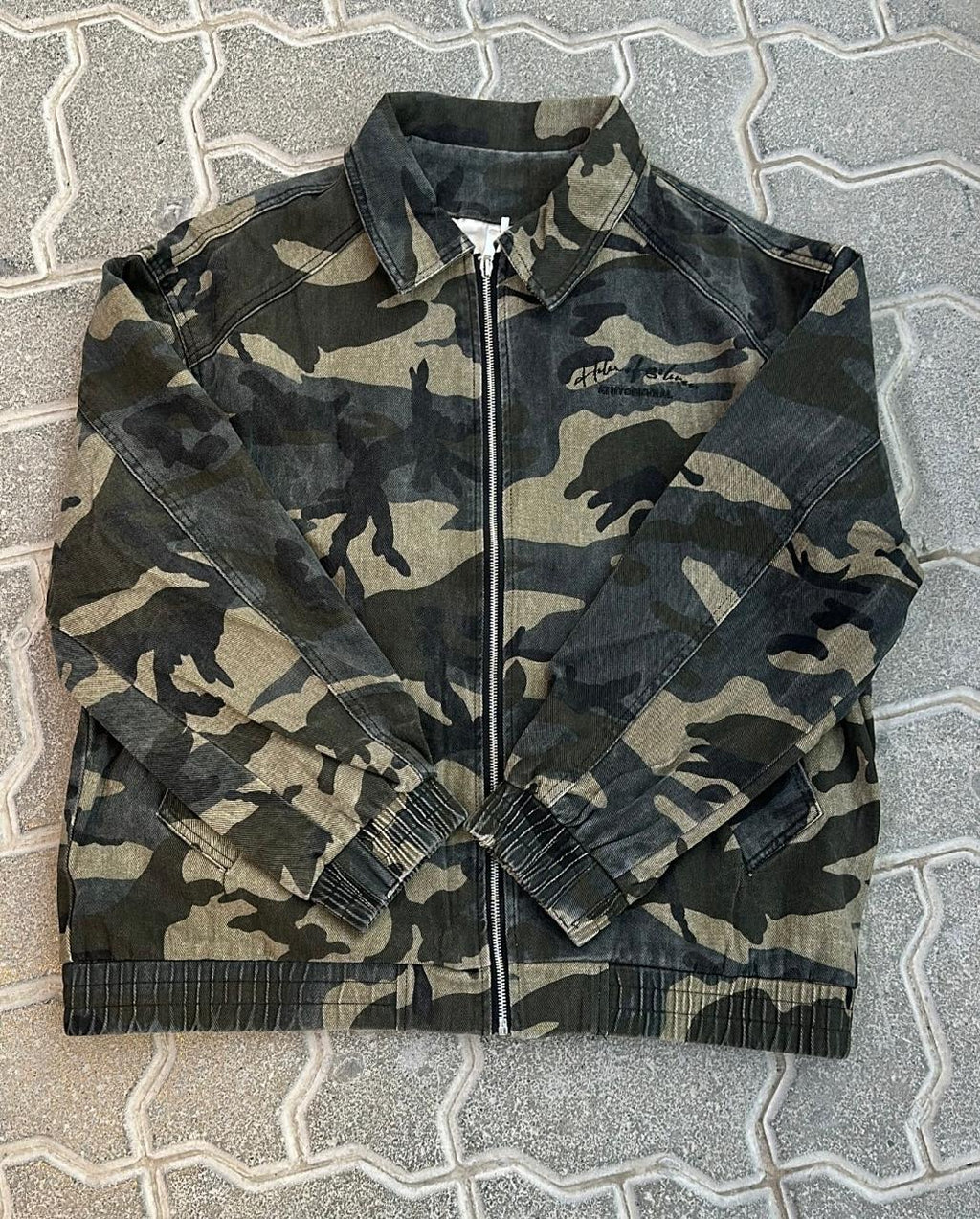 Camo Classic Woodland Camo Full-Zip Harrington Jacket | Utility Bomber with Script Logo