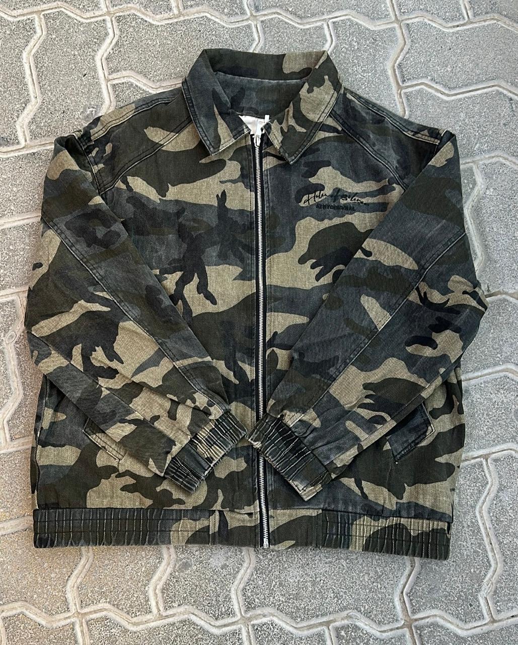 Camo Classic Woodland Camo Full-Zip Harrington Jacket | Utility Bomber with Script Logo