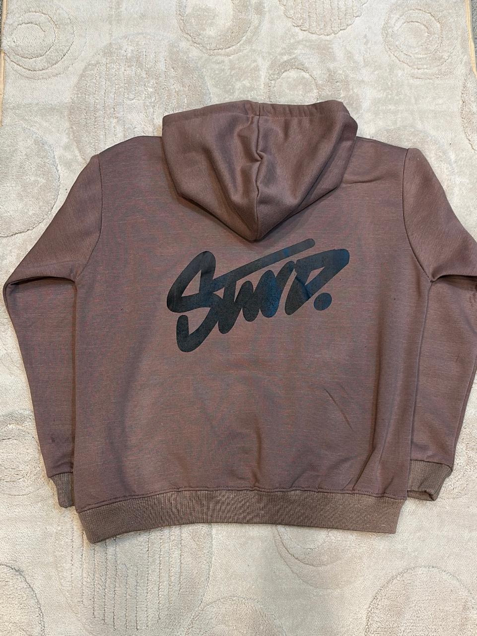 STWD. Script Logo LIGHT BROWN Mauve/Dusty Brown Pullover Hoodie - Unisex Relaxed Fit