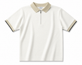 Elite Off-White Textured Zip Polo Shirt – Premium Smart Casual Knit Polo