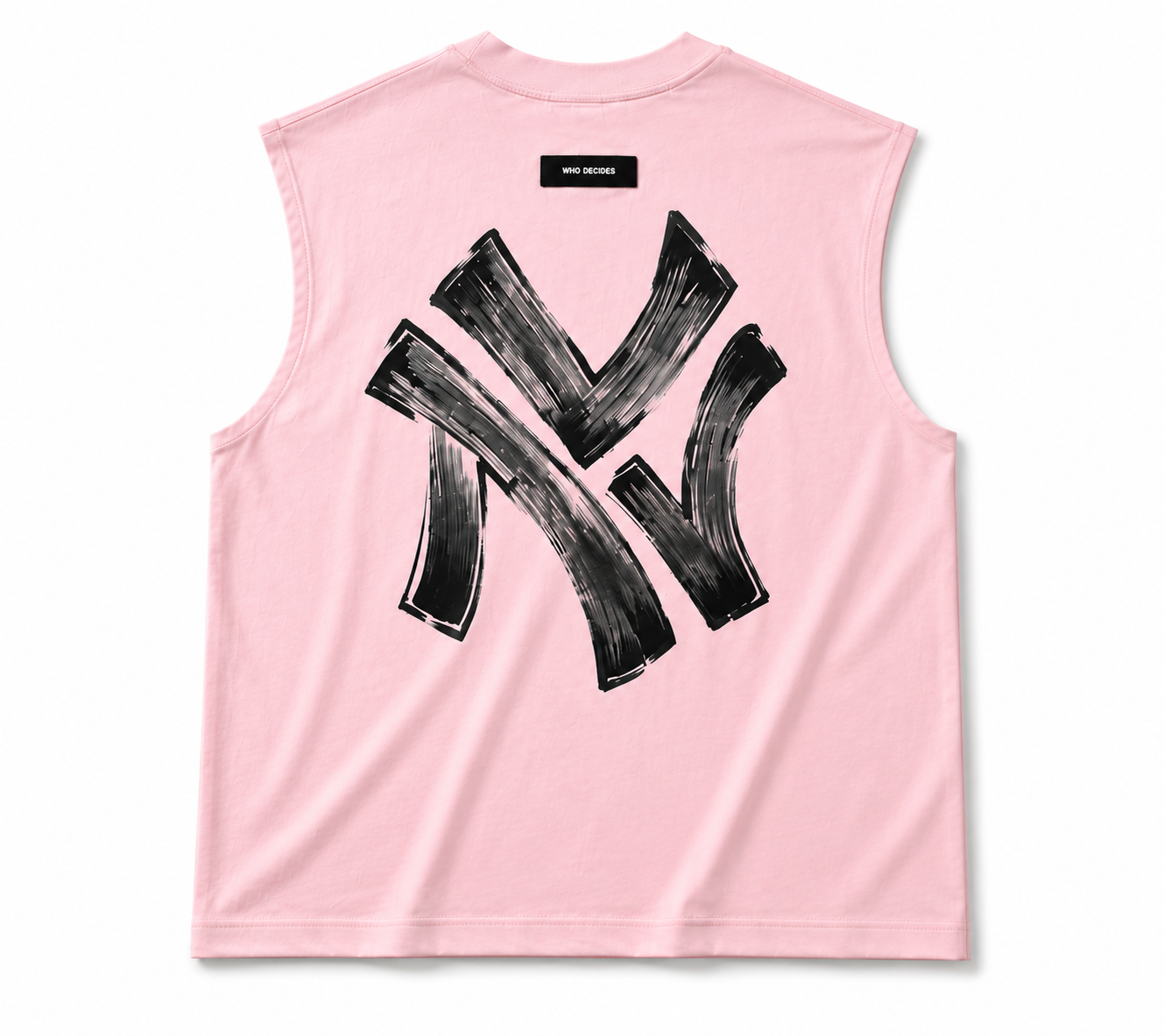 Pink Graphic Sleeveless Muscle Tee – Brushstroke Edition