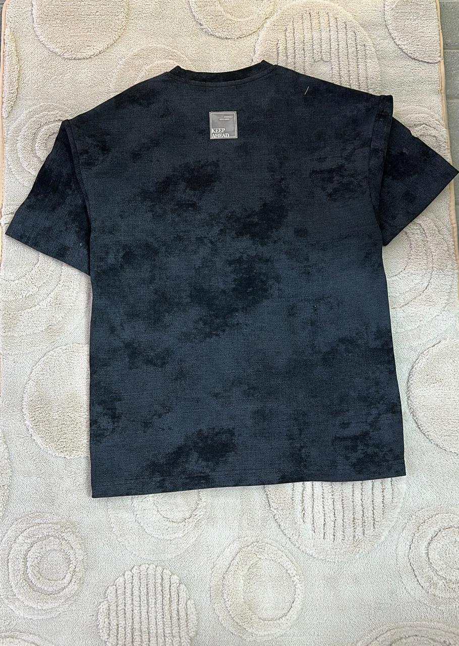 Black Textured Washed T-Shirt | Subtly Distressed Fade Tee