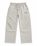 Light Grey Panelled Wide-Leg Jogger Pants