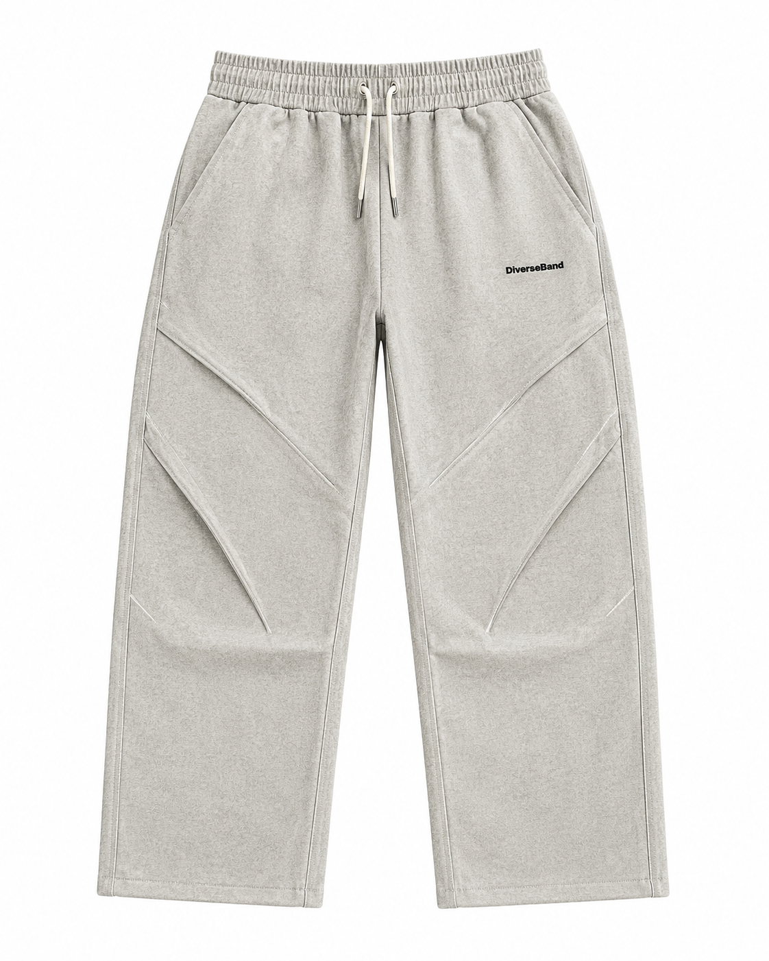Light Grey Panelled Wide-Leg Jogger Pants