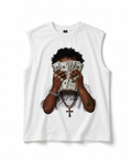 White Money Graphic Sleeveless T-Shirt
