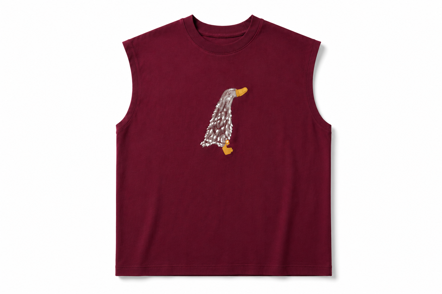 Maroon Duck Embroidered Sleeveless Muscle Tee