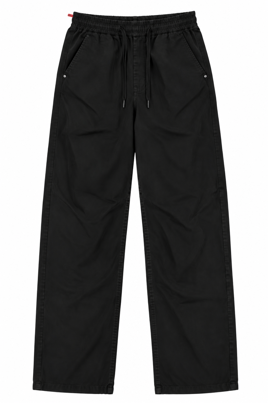 Black Drawstring Straight-Leg Pants