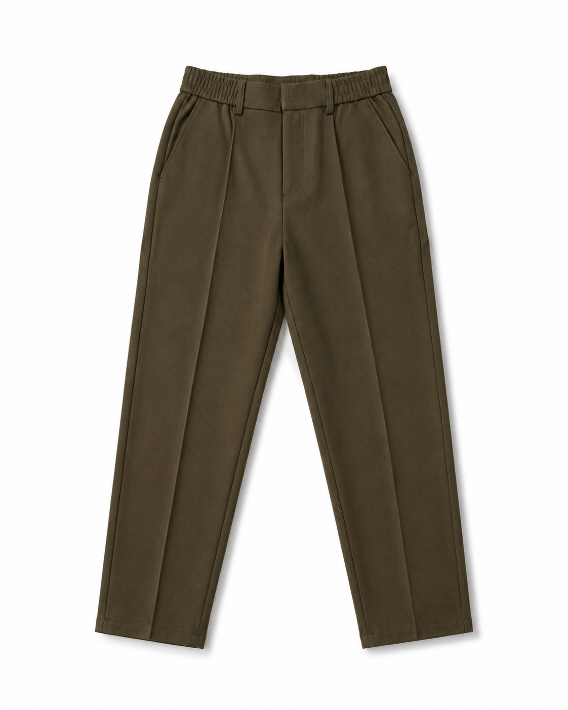 Olive Straight-Fit Tailored Trousers