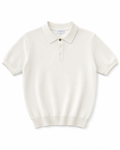 Elite Off-White Textured Knit Polo Shirt – Premium Smart Casual Short Sleeve Polo