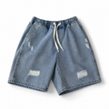 Men's Light Wash Distressed Denim Shorts – Casual Relaxed Fit Summer Shorts