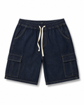 Dark Denim Drawstring Cargo Shorts