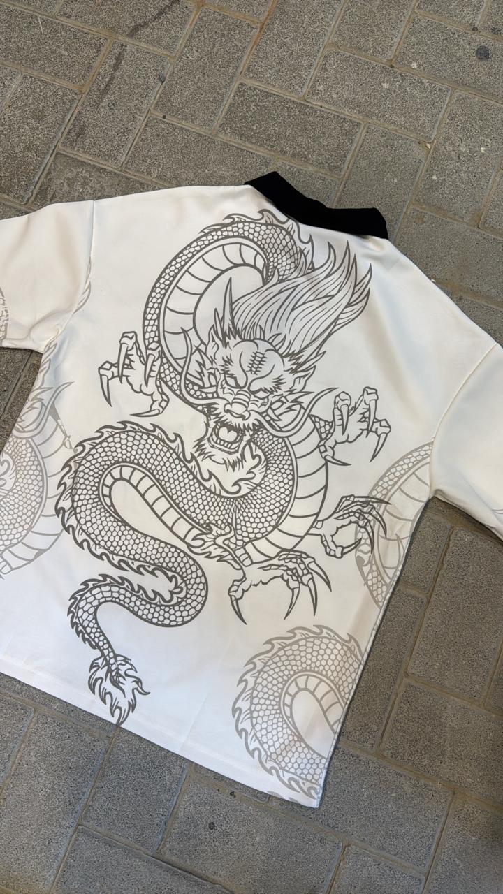 Real Madrid Dragon Special Edition Polo Shirt - White Oversized Fit