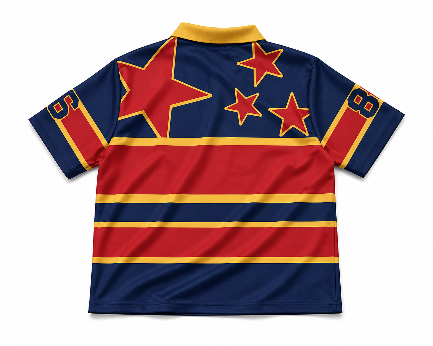 Valley Men’s Graphic Polo Shirt (Back View) – Star Print Retro Style