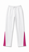 Flared White Track Pants with Pink Side Panels