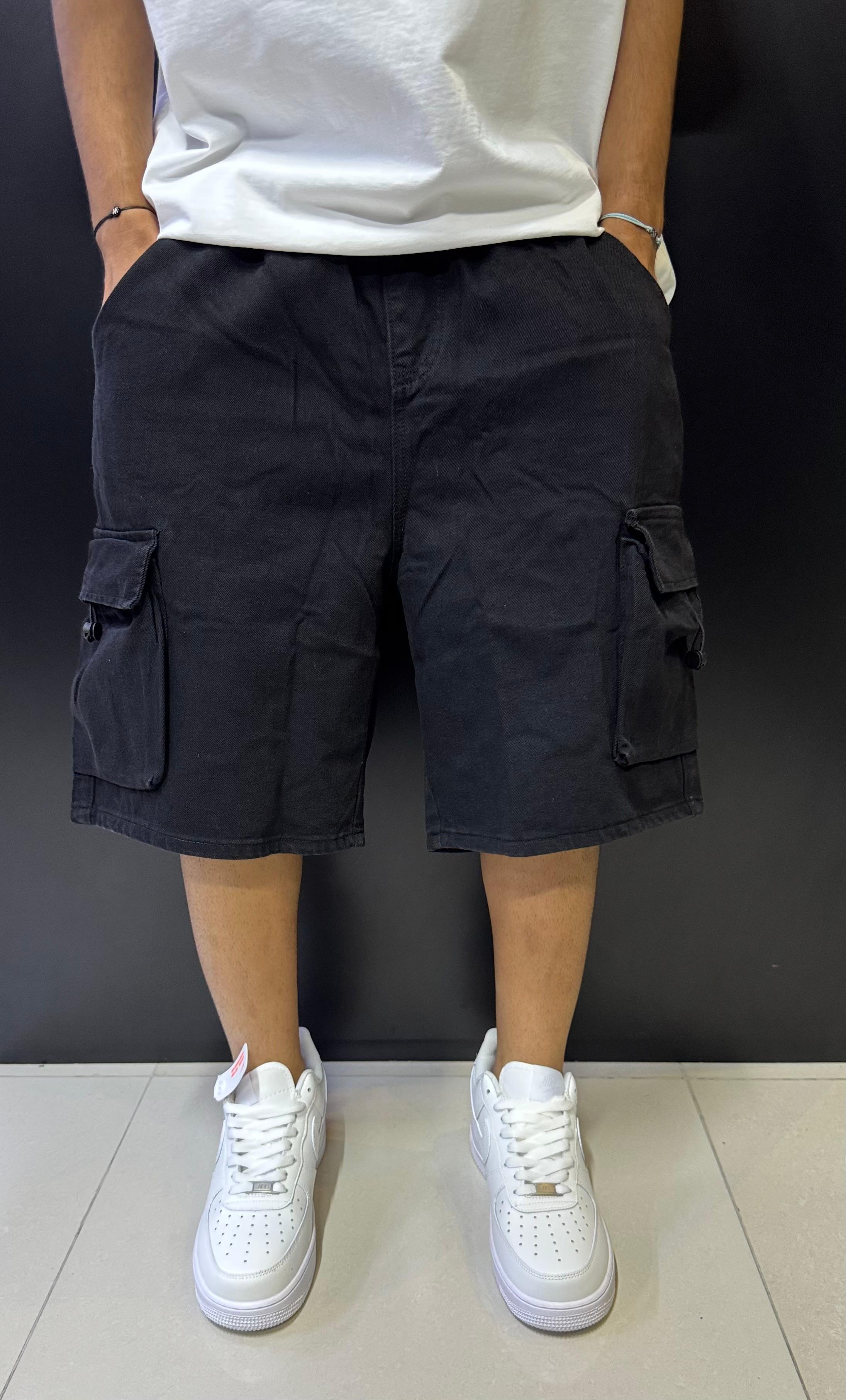 Men's Washed Black Cargo Shorts