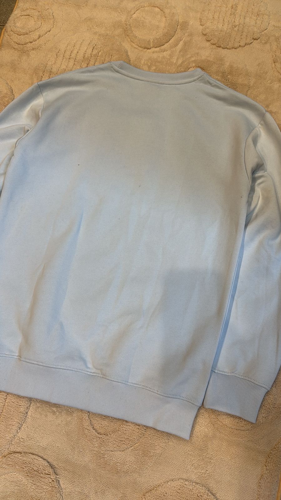 Pull&Bear Pastel Blue Crewneck Sweatshirt - Tonal Embossed Logo