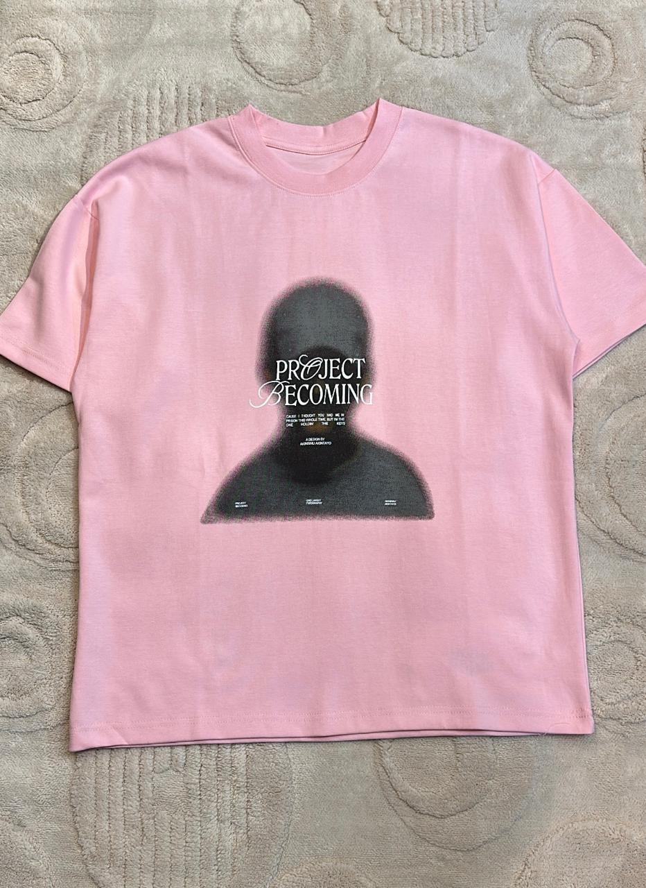 PROJECT BECOMING" Silhouette Graphic T-Shirt | Light Pink Unisex Tee