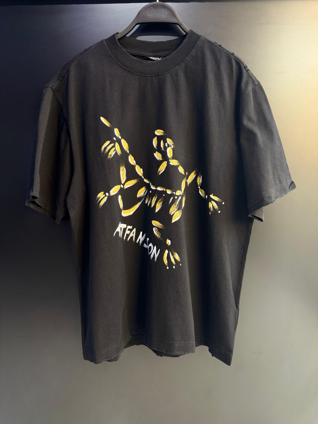 ATFANSON Men's Black Graphic T-Shirt - Abstract Gold Print "ATFANSON" Tee