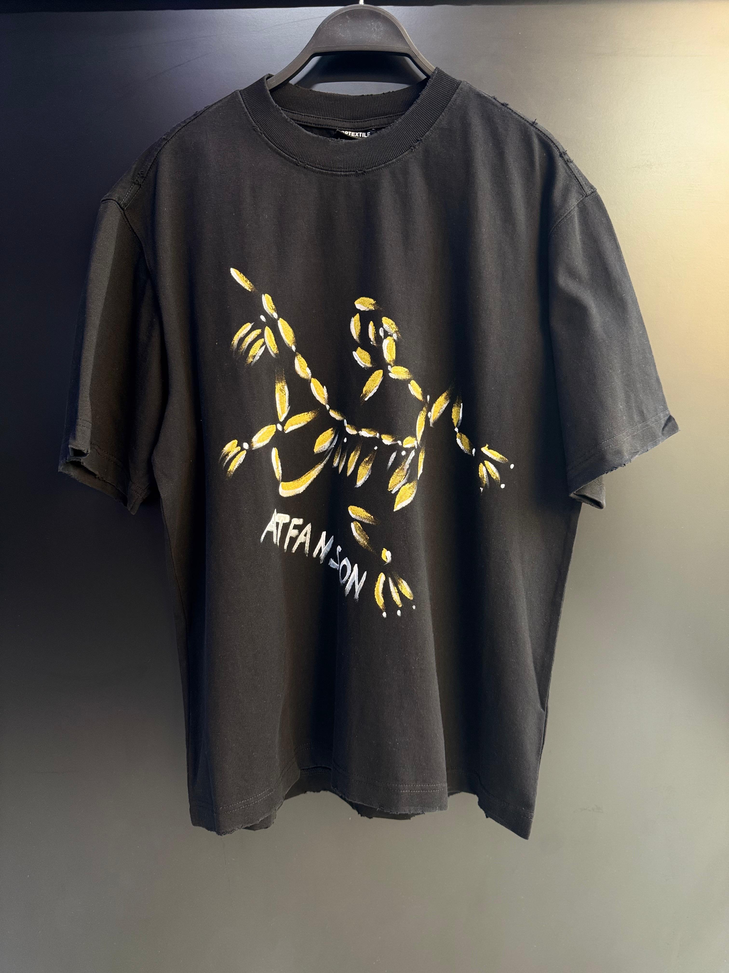 ATFANSON Men's Black Graphic T-Shirt - Abstract Gold Print "ATFANSON" Tee