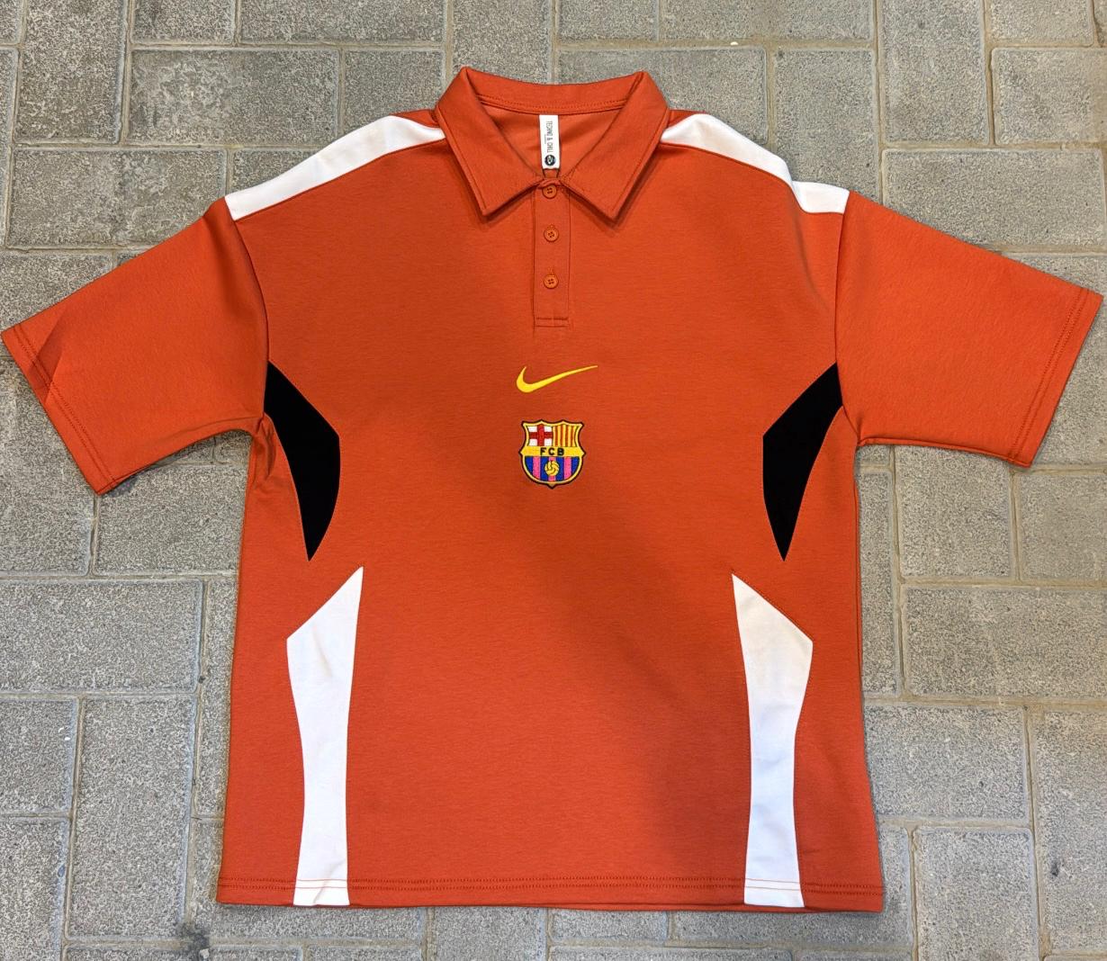 FC Barcelona Nike Oversized Polo - Vibrant Orange/Black/White Panel Design