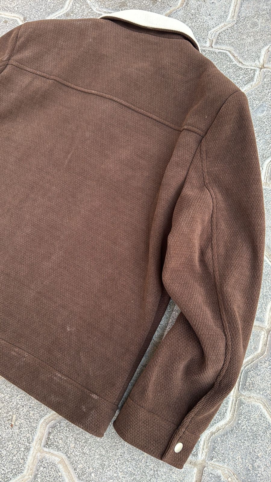 Brown Corduroy Workwear Jacket with Contrast Collar