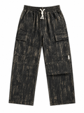 Black Washed Wide-Leg Cargo Pants