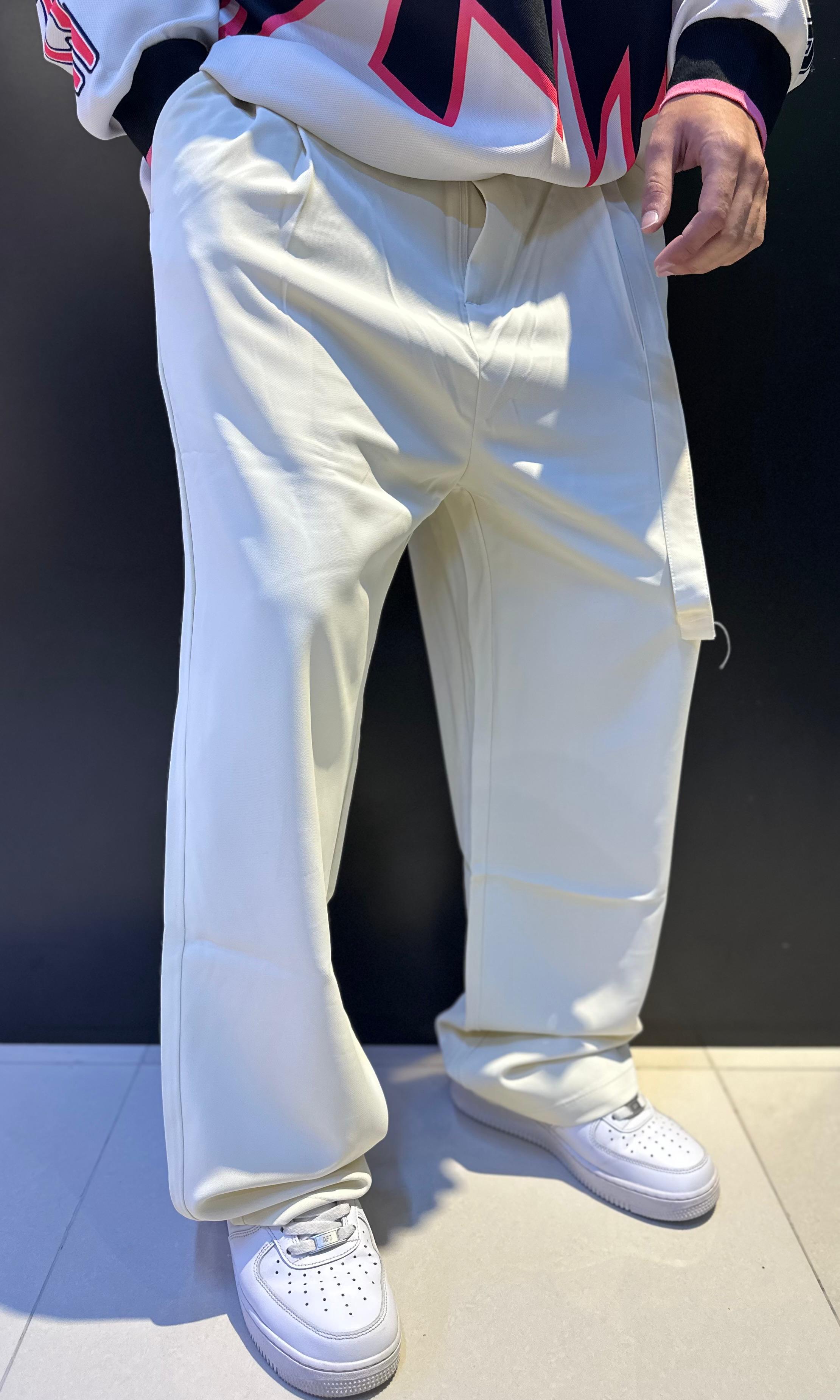 Minimalist Cream/Off-White Wide-Leg Trousers