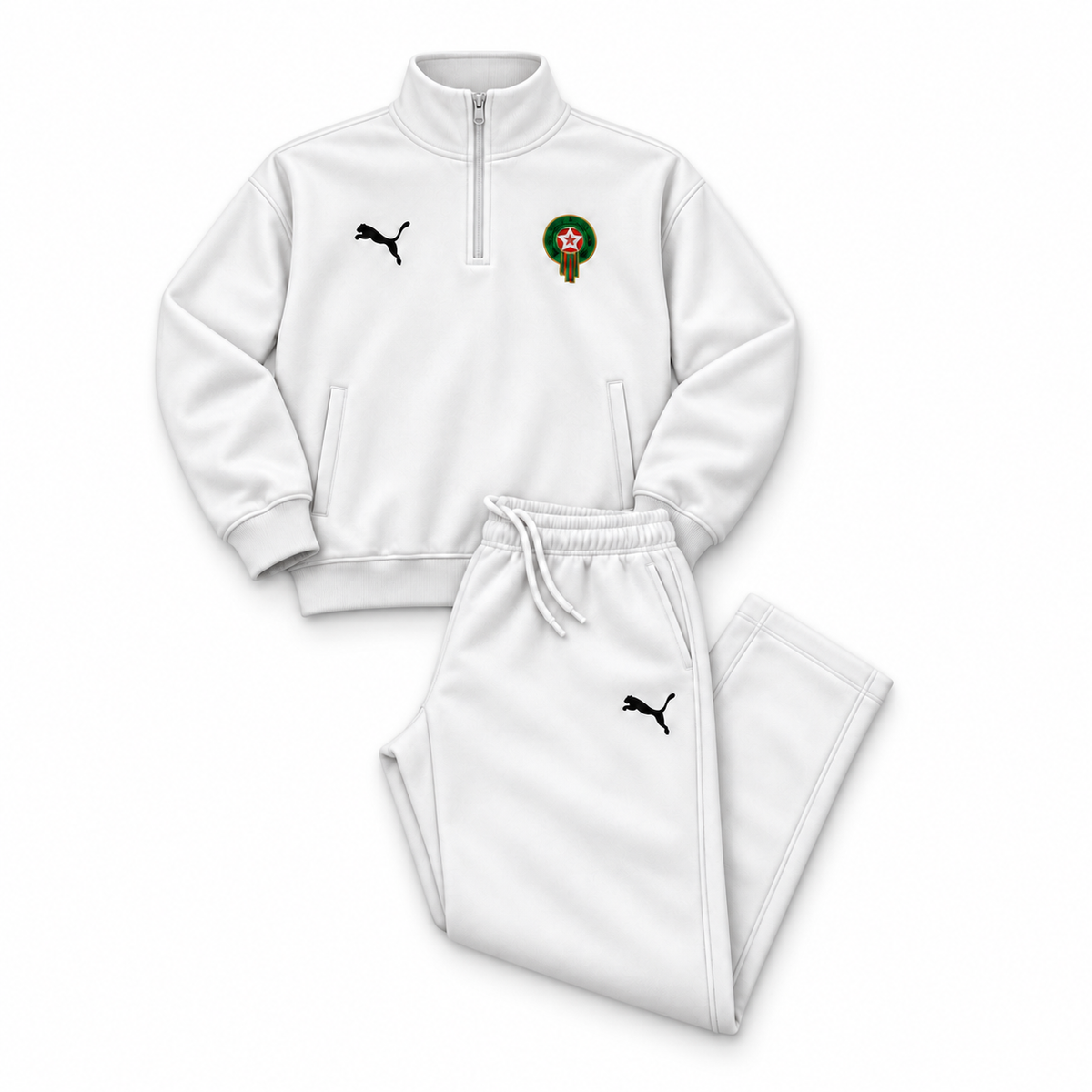 Morocco Quarter-Zip Tracksuit Set – White