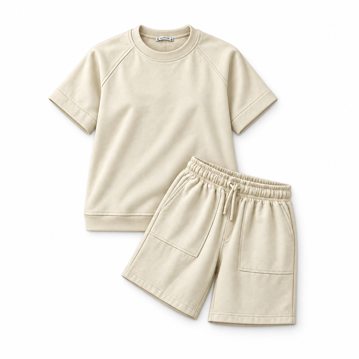 Short Sleeve Top & Shorts Set – Cream