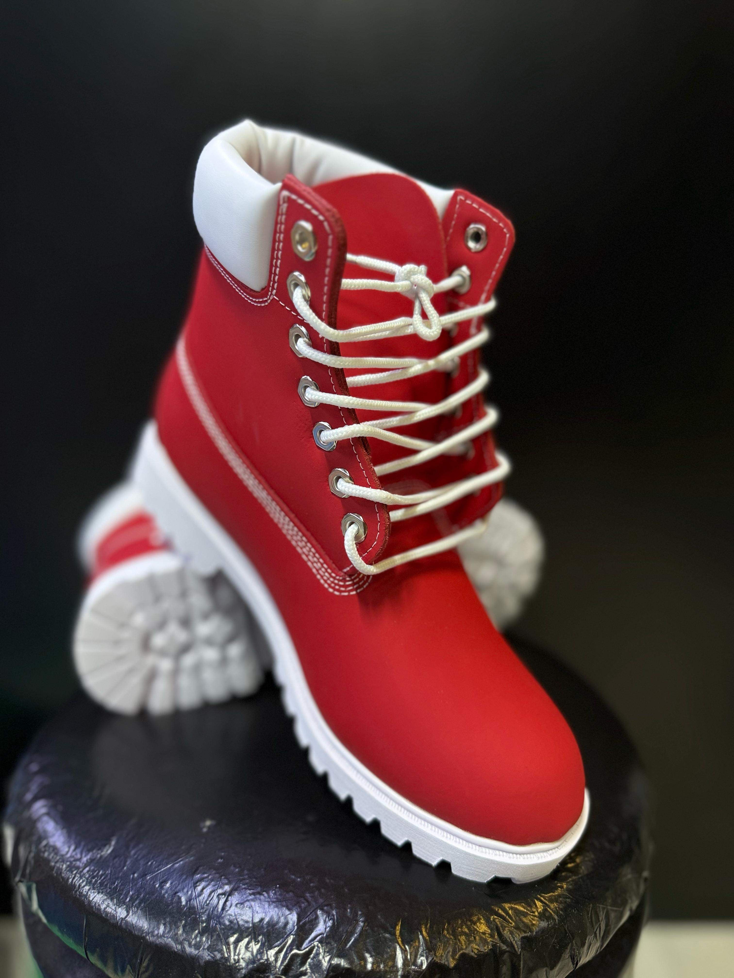 Bold Red Timberland Boots