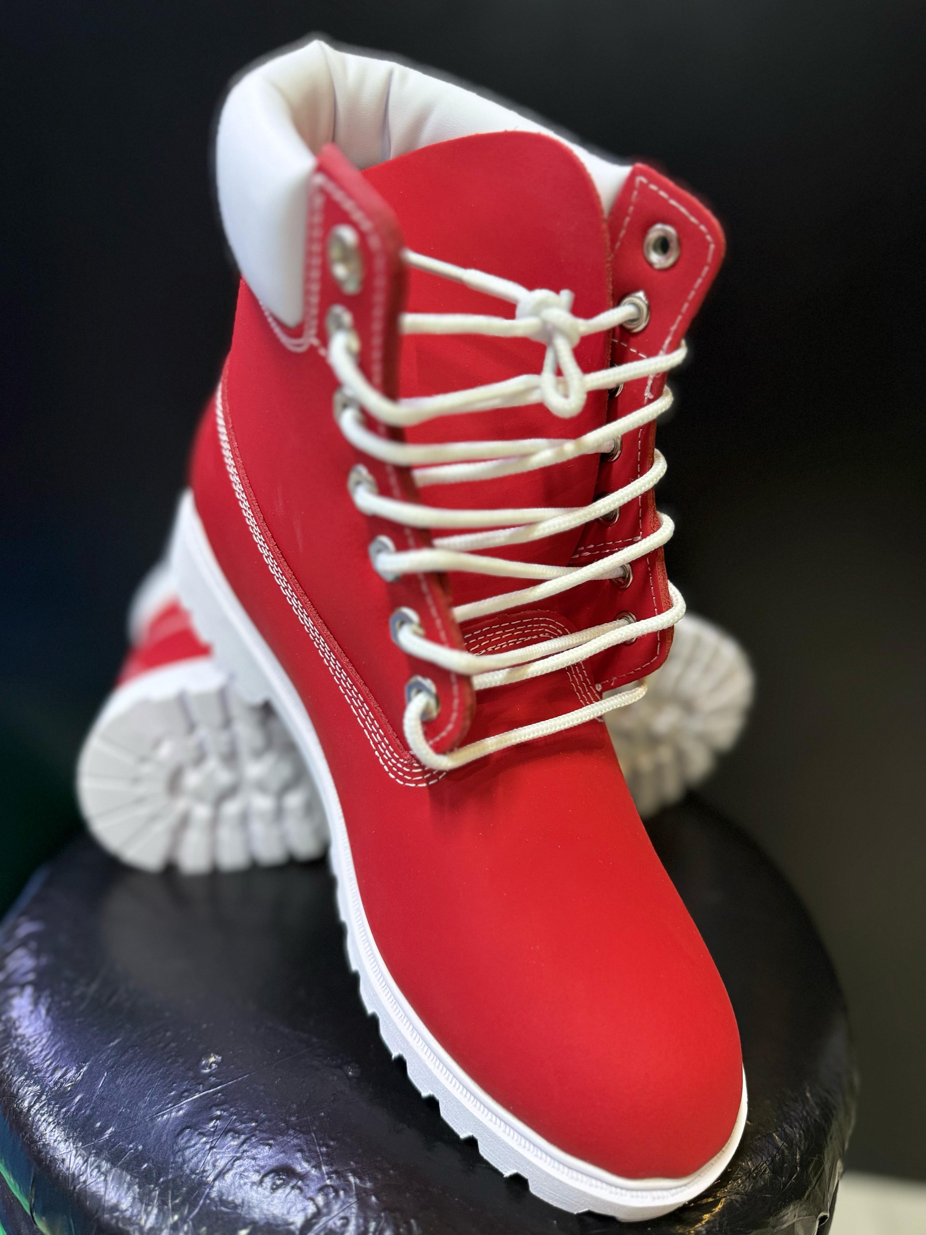 Bold Red Timberland Boots