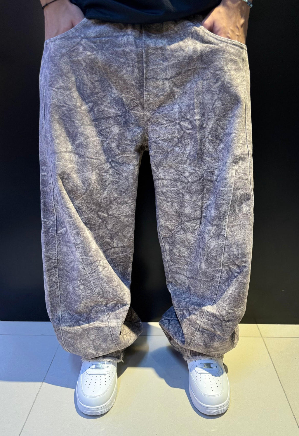Ultra Baggy Wide-Leg Pants with Acid Wash Texture | Oversized Distressed Streetwear Trousers | Y2K Grunge