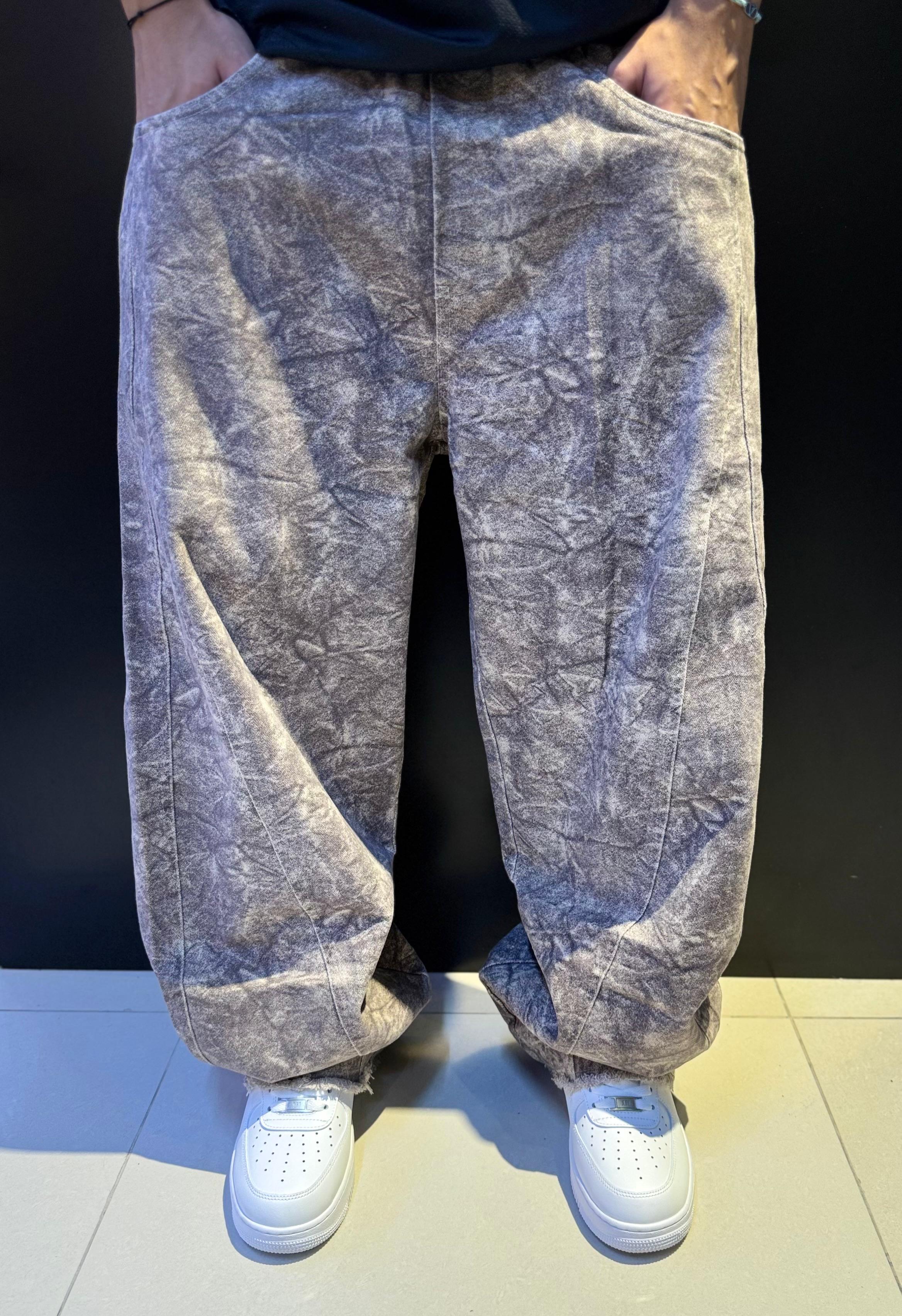 Ultra Baggy Wide-Leg Pants with Acid Wash Texture | Oversized Distressed Streetwear Trousers | Y2K Grunge