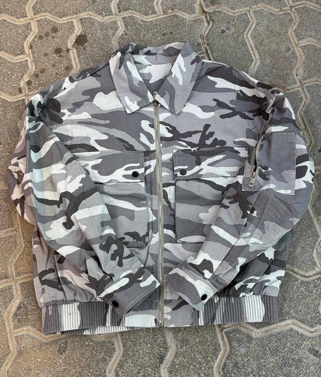 Urban Grey Camo Zip-Up Jacket | Bomber Style