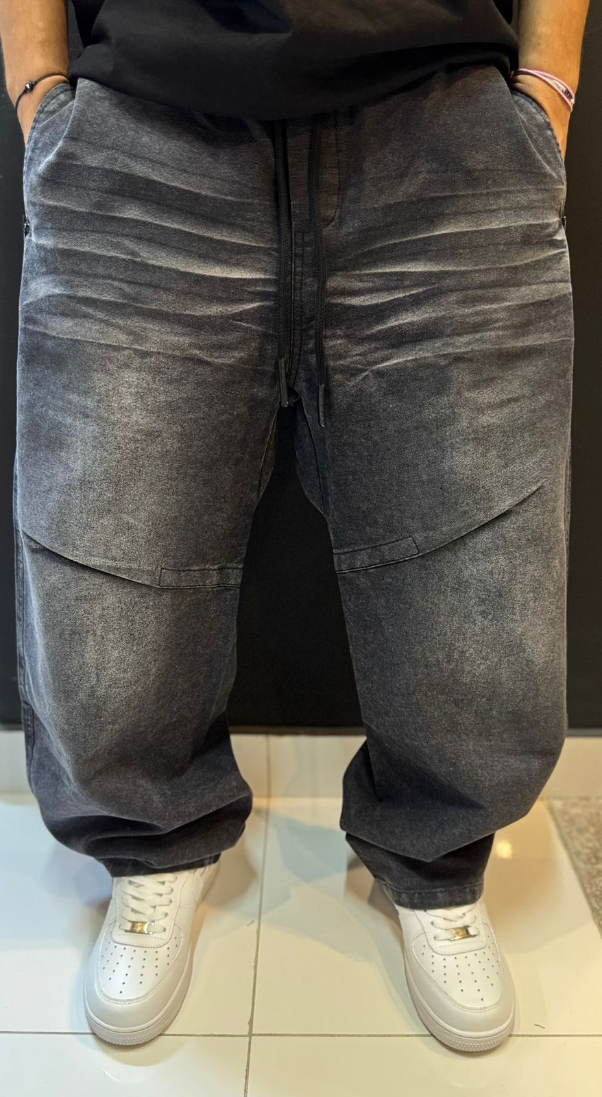 Dark Charcoal Washed Baggy Skate Jeans - Relaxed Fit