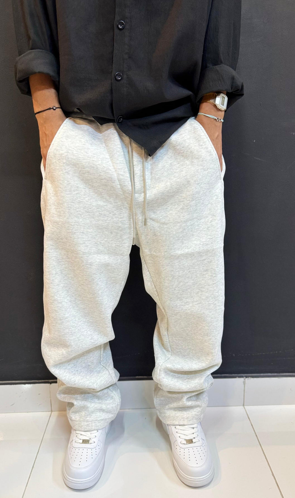 Baggy Retro Grey Denim with Curved Seams